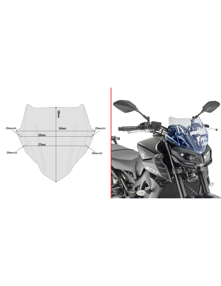 Bulle Givi Yamaha 850 MT09 2017 - Bleu clair