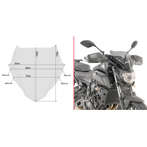 Bulle Givi A2140 Yamaha MT-07 2018-2020 - Fumé