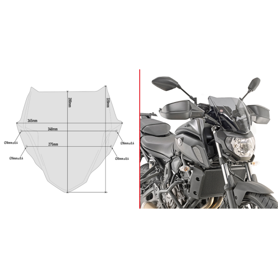 Bulle Givi A2140 Yamaha MT-07 2018-2020 - Fumé