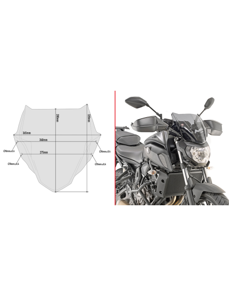 Bulle Givi A2140 Yamaha MT-07 2018-2020 - Fumé