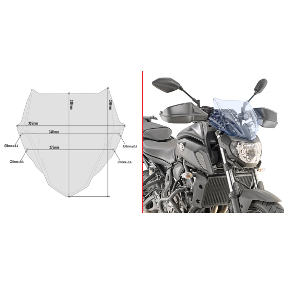 Bulle Givi Yamaha 700 MT07 2018 - Bleu clair