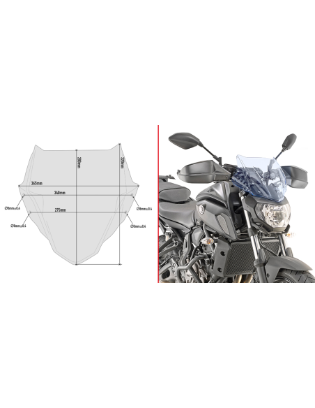 Bulle Givi Yamaha 700 MT07 2018 - Bleu clair