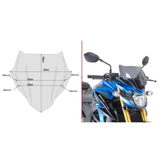 Bulle Givi A3113 Suzuki GSX S750 2017-2021 - Fumé