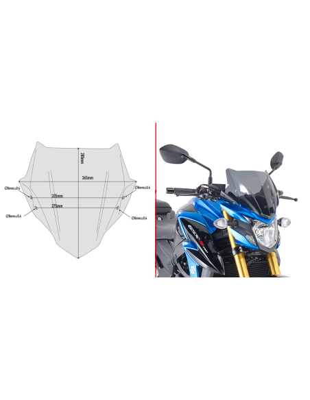 Bulle Givi A3113 Suzuki GSX S750 2017-2021 - Fumé