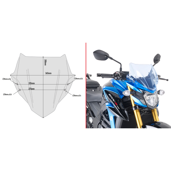 Bulle Givi Suzuki 750 GSX S 2017 - Bleu clair