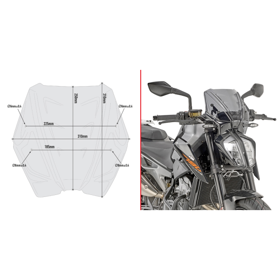 Bulle Givi A7708 KTM 790 Duke 2018-2023 - Fumé