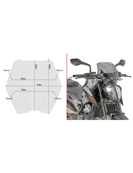 Bulle Givi A7708 KTM 790 Duke 2018-2023 - Fumé