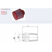 Filtre conique BMC avec capuchons en ABS Ø 60 mm