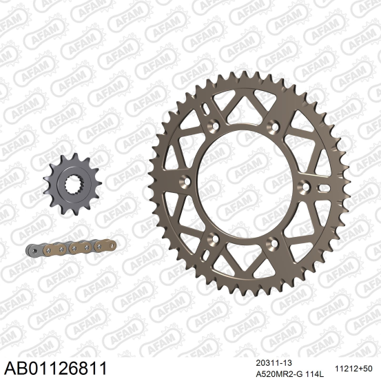 Kit chaine 520 AFAM - Couronne alu anti-boue - Type de chaine au choix - HONDA CR 250 R 1996-2000