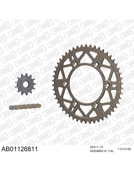 Kit chaine 520 AFAM - Couronne alu anti-boue - Type de chaine au choix - HONDA CR 250 R 1996-2000