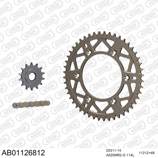 Kit chaine 520 AFAM - Couronne alu anti-boue - Type de chaine au choix - HONDA CR 250 R 2002