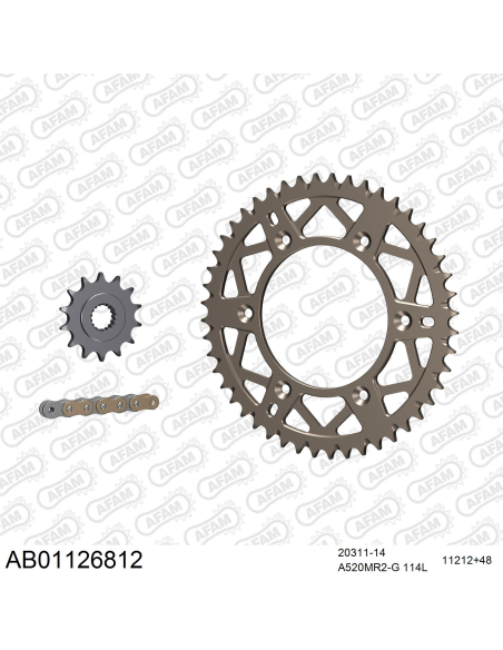 Kit chaine 520 AFAM - Couronne alu anti-boue - Type de chaine au choix - HONDA CR 250 R 2002
