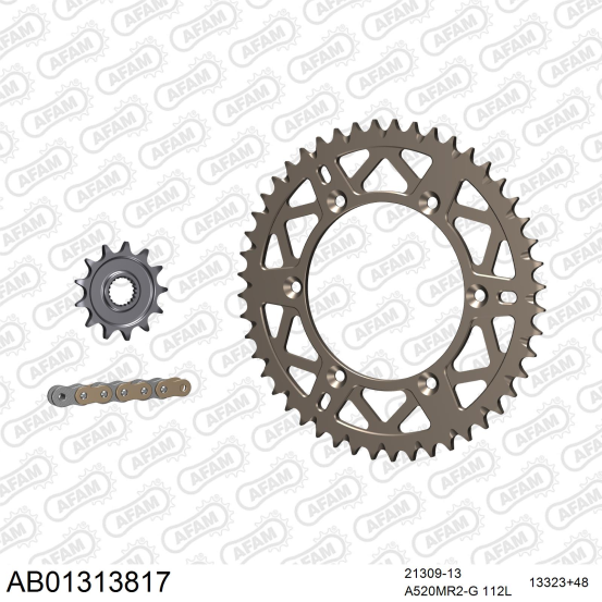 Kit chaine 520 AFAM - Couronne alu anti-boue - Type de chaine au choix - YAMAHA YZ 125 2005-2021