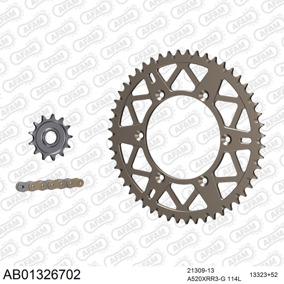 Kit chaine 520 AFAM - Couronne alu anti-boue - Type de chaine au choix - YAMAHA WR 250 F 2001-2006