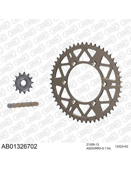 Kit chaine 520 AFAM - Couronne alu anti-boue - Type de chaine au choix - YAMAHA WR 250 F 2001-2006