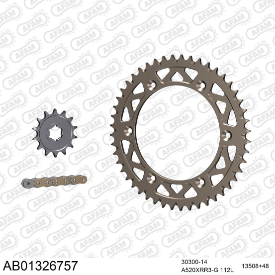 Kit chaine 520 AFAM - Couronne alu anti-boue - Type de chaine au choix - YAMAHA WR 250 Z 1998-1999