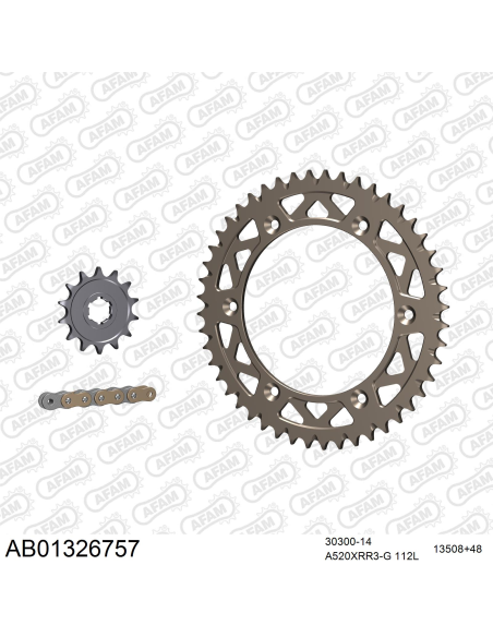 Kit chaine 520 AFAM - Couronne alu anti-boue - Type de chaine au choix - YAMAHA WR 250 Z 1998-1999