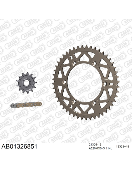 Kit chaine 520 AFAM - Couronne alu anti-boue - Type de chaine au choix - YAMAHA YZ 250 F 2001-2004