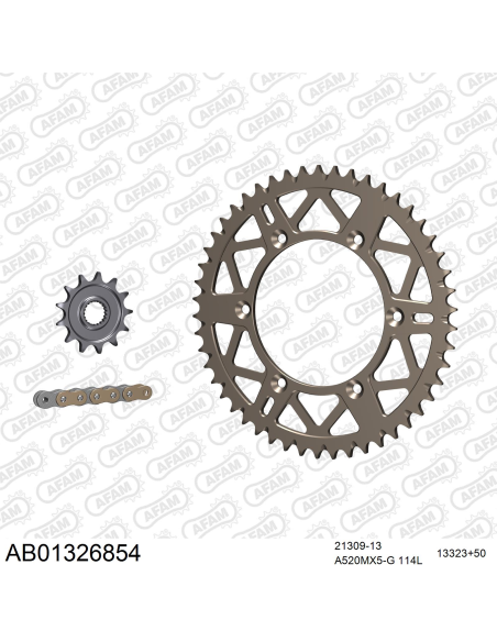 Kit chaine 520 AFAM - Couronne alu anti-boue - Type de chaine au choix - YAMAHA YZ 250 F 2014-2023