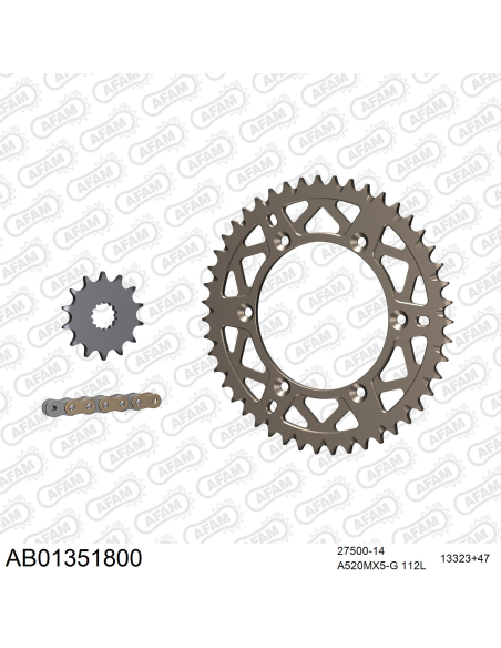 Kit chaine 520 AFAM - Couronne alu anti-boue - Type de chaine au choix - YAMAHA YZ 450 F 2003-2004