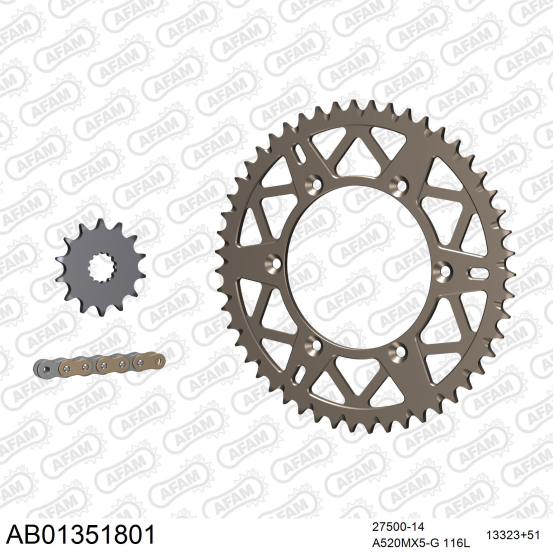 Kit chaine 520 AFAM - Couronne alu anti-boue - Type de chaine au choix - YAMAHA 450 YZF 2005