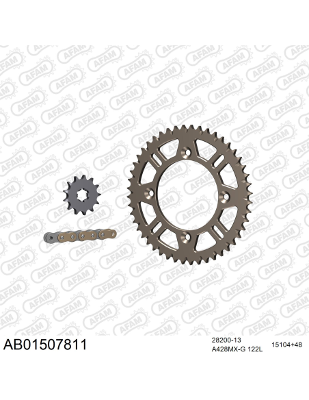Kit chaine 428 AFAM - Couronne alu anti-boue - Type de chaine au choix - SUZUKI RM 80 grandes roues 1996-2001