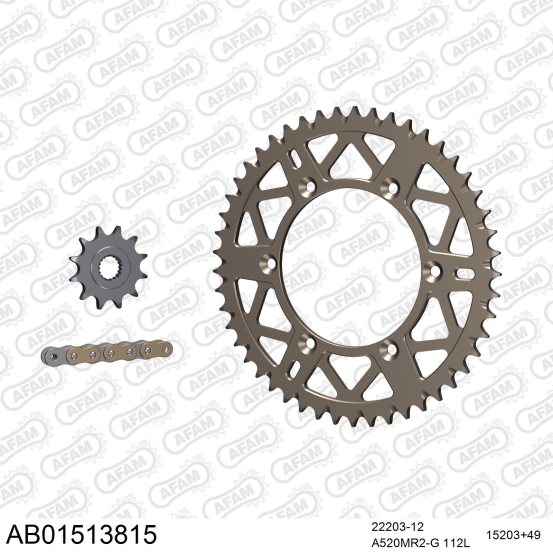 Kit chaine 520 AFAM - Couronne alu anti-boue - Type de chaine au choix - SUZUKI RM 125 1994-1996