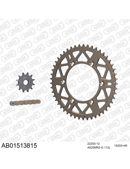 Kit chaine 520 AFAM - Couronne alu anti-boue - Type de chaine au choix - SUZUKI RM 125 1994-1996