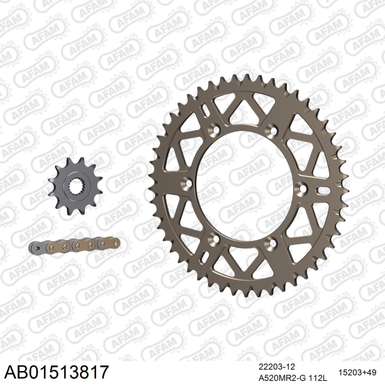 Kit chaine 520 AFAM - Couronne alu anti-boue - Type de chaine au choix - SUZUKI RM 125 2000-2003