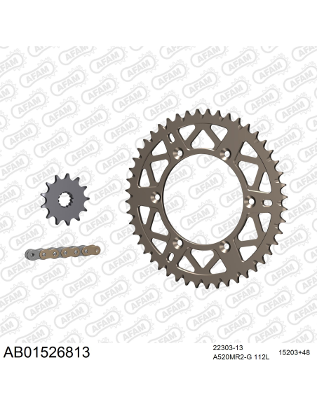 Kit chaine 520 AFAM - Couronne alu anti-boue - Type de chaine au choix - SUZUKI RM 250 1999-2000