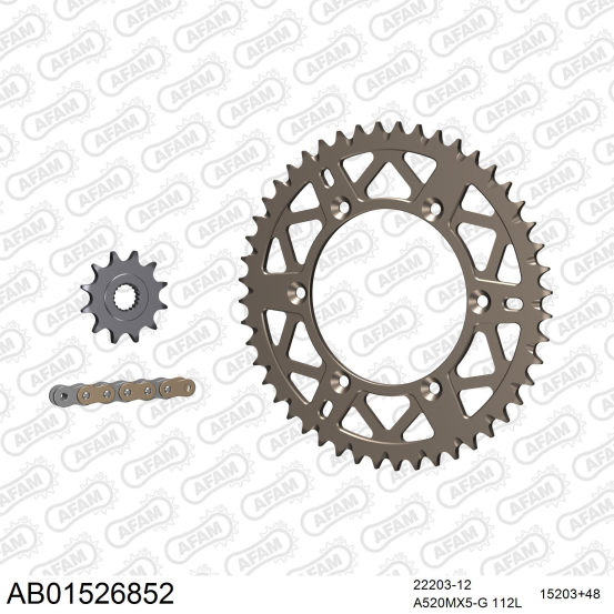 Kit chaine 520 AFAM - Couronne alu anti-boue - Type de chaine au choix - SUZUKI 250 RM-Z 2007-2009
