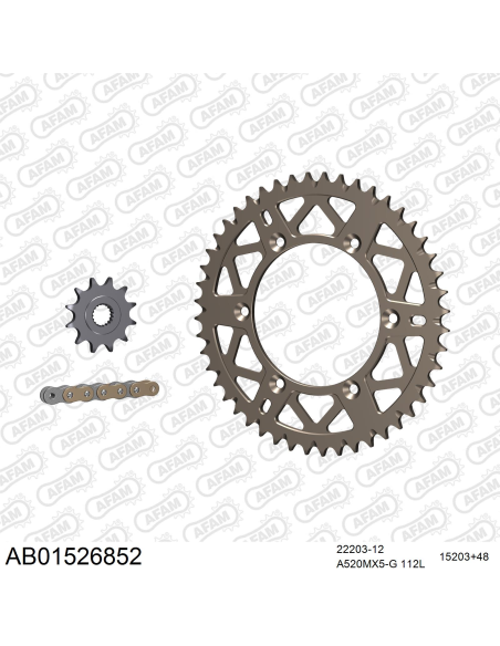 Kit chaine 520 AFAM - Couronne alu anti-boue - Type de chaine au choix - SUZUKI 250 RM-Z 2007-2009