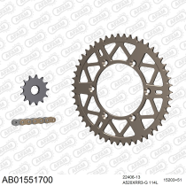 Kit chaine 520 AFAM - Couronne alu anti-boue - Type de chaine au choix - SUZUKI RM-X 450 Z 2010-2017