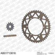 Kit chaine 520 AFAM - Couronne alu anti-boue - Type de chaine au choix - KAWASAKI KX 125 2003
