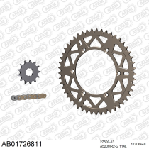Kit chaine 520 AFAM - Couronne alu anti-boue - Type de chaine au choix - KAWASAKI KX 250 2003-2004