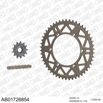 Kit chaine 520 AFAM - Couronne alu anti-boue - Type de chaine au choix - KAWASAKI KX 250 F 2013-2023