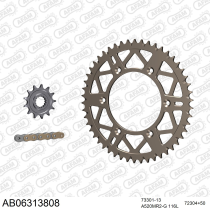 Kit chaine 520 AFAM - Couronne alu anti-boue - Type de chaine au choix - HUSQVARNA TC 125 2014-2019