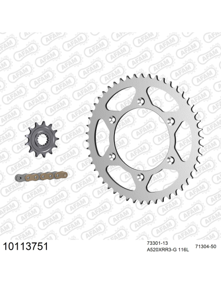 Kit chaine 520 AFAM - Couronne acier - Type de chaine au choix - HUSABERG TE 125 2012-2014