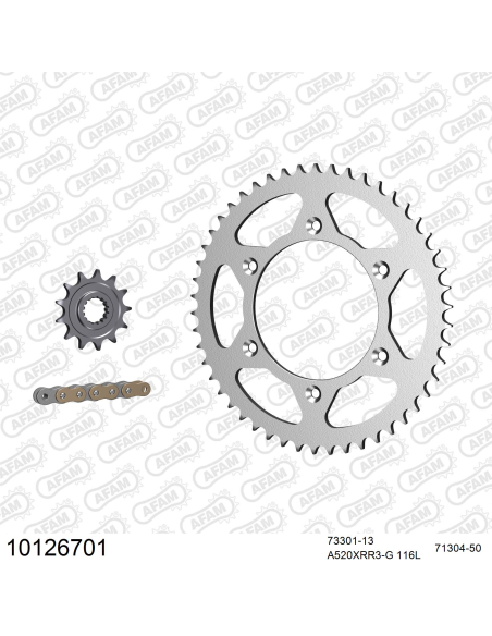 Kit chaine 520 AFAM - Couronne acier - Type de chaine au choix - HUSABERG TE 250 2011-2014