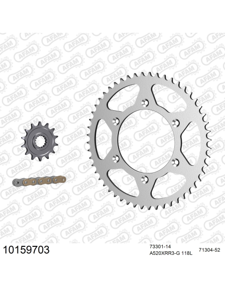 Kit chaine 520 AFAM - Couronne acier - Type de chaine au choix - HUSABERG FE 501 E 2013-2014