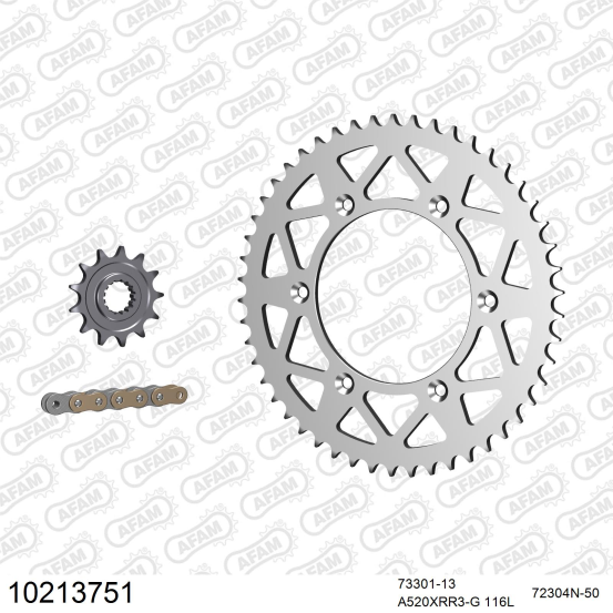 Kit chaine 520 AFAM - Couronne alu anti-boue - Type de chaine au choix - HUSABERG TE 125 2012-2014