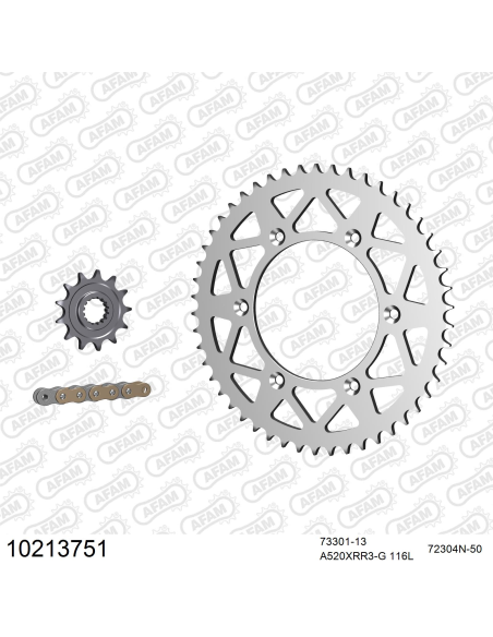 Kit chaine 520 AFAM - Couronne alu anti-boue - Type de chaine au choix - HUSABERG TE 125 2012-2014