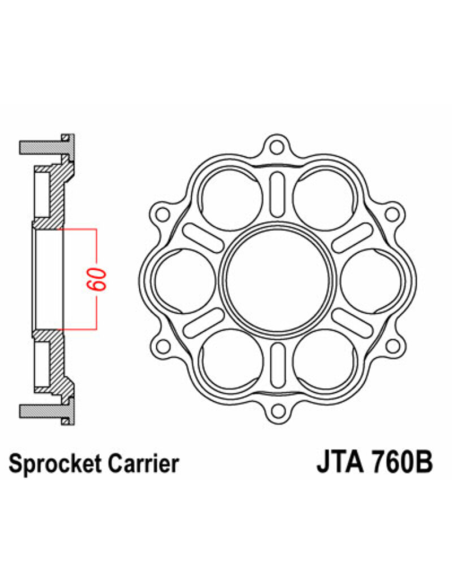 Porte-Couronne JT DUCATI (6 silent bloc)