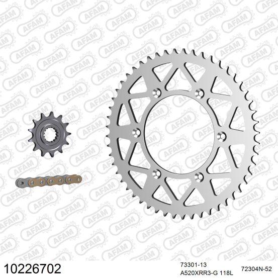 Kit chaine 520 AFAM - Couronne alu anti-boue - Type de chaine au choix - HUSABERG FE 250 2011-2014