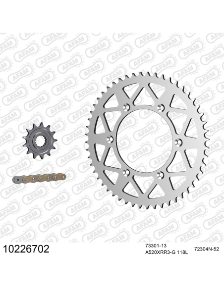 Kit chaine 520 AFAM - Couronne alu anti-boue - Type de chaine au choix - HUSABERG FE 250 2011-2014