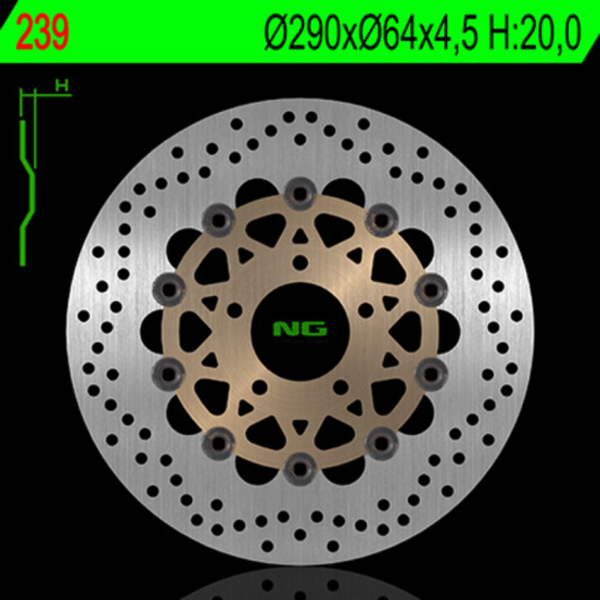 Disque de frein flottant avant gauche NG 290x64x4,5