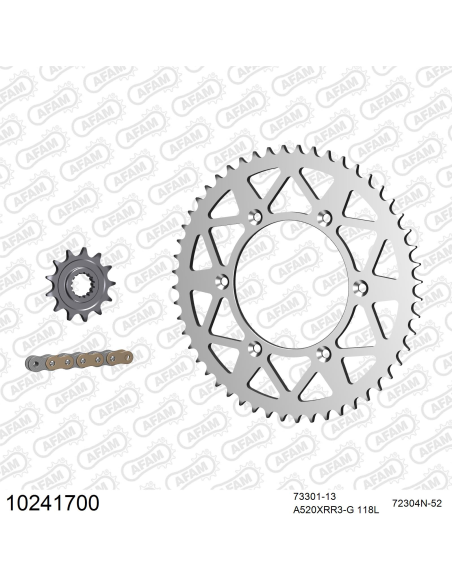 Kit chaine 520 AFAM - Couronne alu anti-boue - Type de chaine au choix - HUSABERG FE 390 E 2010-2012