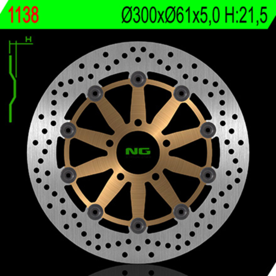 Disque de frein flottant avant gauche NG 300x61.5x5
