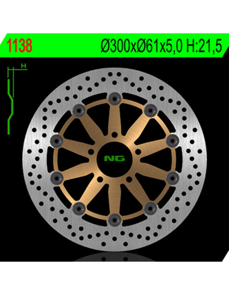 Disque de frein flottant avant gauche NG 300x61.5x5