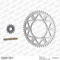 Kit chaine 520 AFAM - Couronne alu anti-boue - Type de chaine au choix - HUSABERG FE 450 E 2008-2014